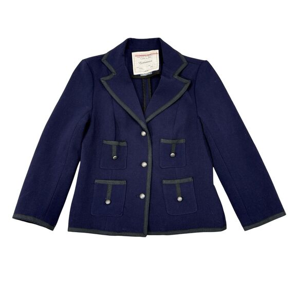 Anthropologie Cartonnier Jacket Size 6 Navy Blue Blazer Military Pockets Career - Picture 1 of 11